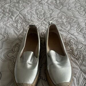 Silver Slip-On Espadrille Shoes